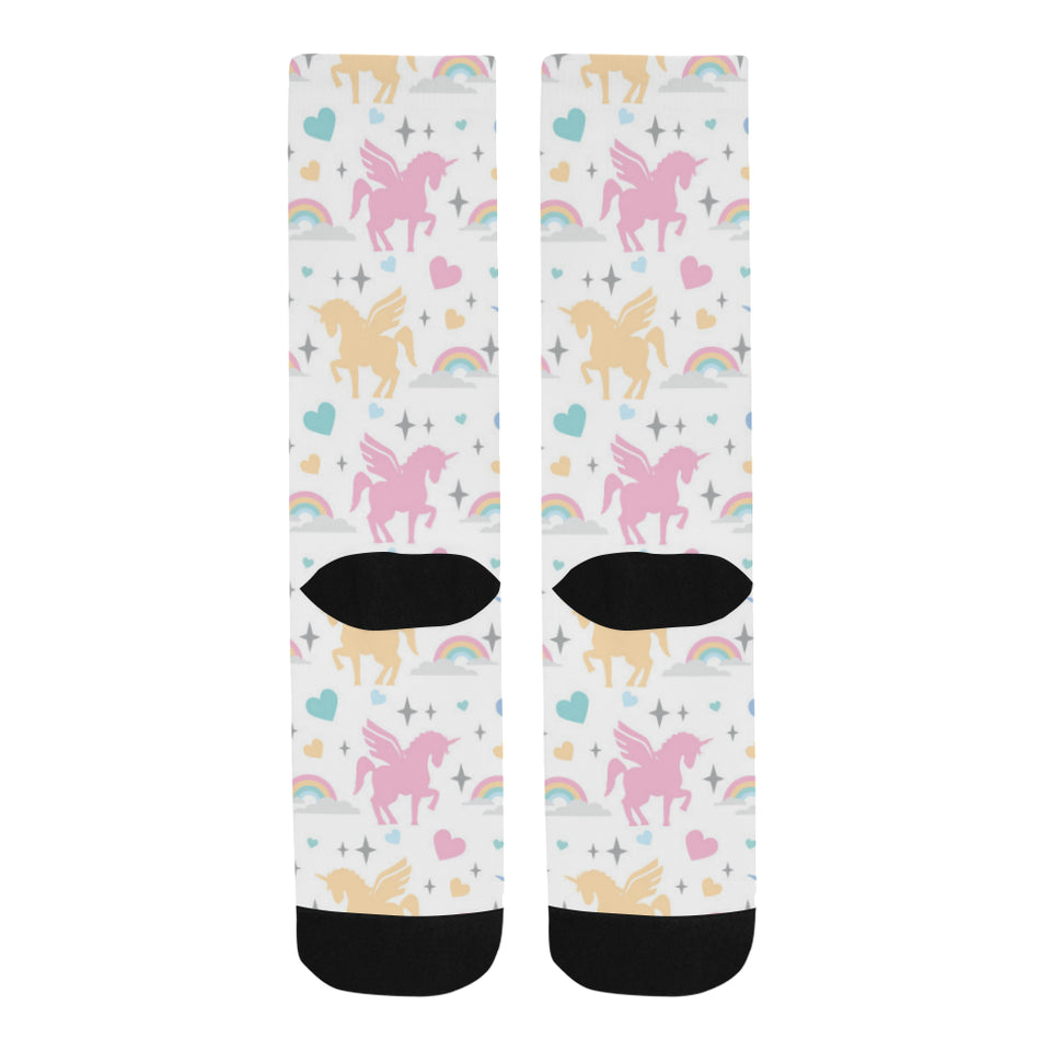 colorful unicorn rainbow heart pattern Crew Socks