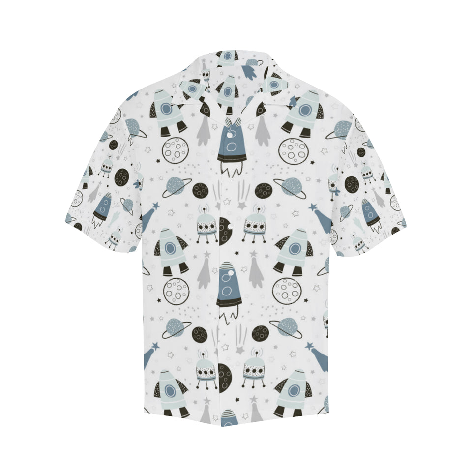 Hand drawn space elements space rocket star planet Men's All Over Print Hawaiian Shirt