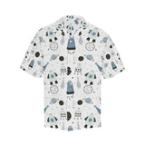 Hand drawn space elements space rocket star planet Men's All Over Print Hawaiian Shirt
