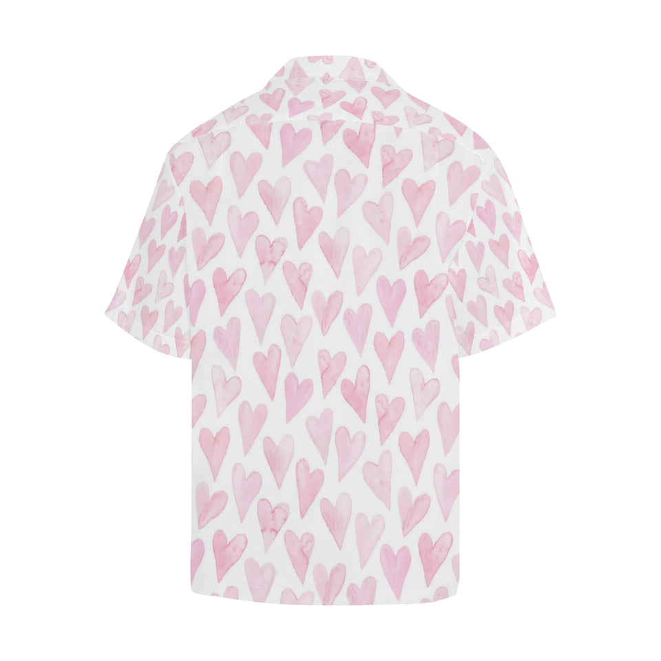Watercolor pink heart pattern Men's All Over Print Hawaiian Shirt