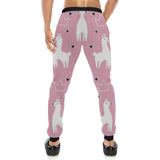 Llama Alpaca pink background Unisex Casual Sweatpants