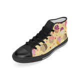 cake cupcake heart cherry pattern Men's High Top Canvas Shoes Black