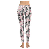 Zebra pink flower background Women's Legging Fulfilled In US