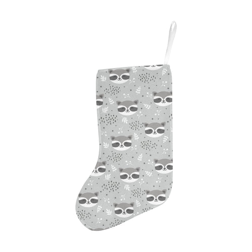 Cute raccoons leaves dot Christmas Stocking