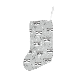 Cute raccoons leaves dot Christmas Stocking