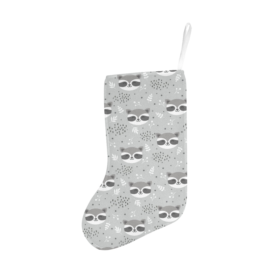 Cute raccoons leaves dot Christmas Stocking