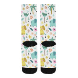Cute elephants palm tree flower butterfly pattern Crew Socks