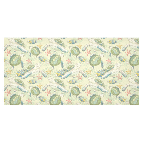 Hand drawn sea turtle fish pattern Tablecloth