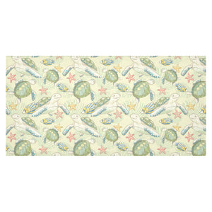 Hand drawn sea turtle fish pattern Tablecloth