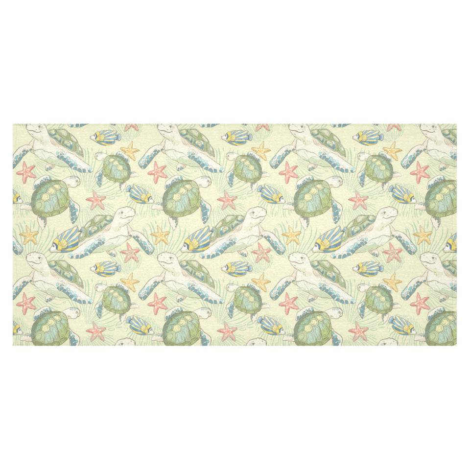 Hand drawn sea turtle fish pattern Tablecloth