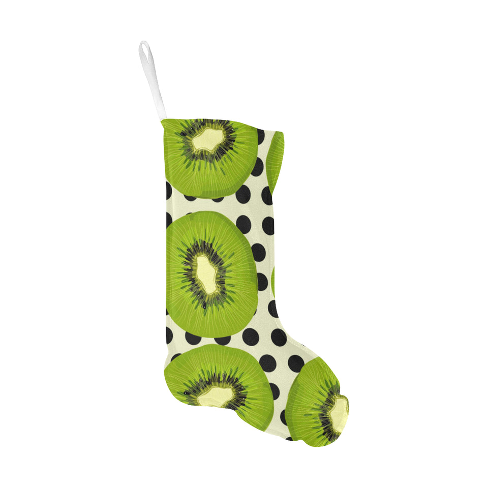 kiwi black dot background Christmas Stocking