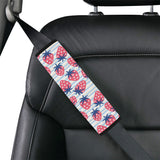 Strawberry pattern blue lines background Car Seat Belt Cover