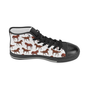 Horses running pattern background Women's High Top Canvas Shoes Black