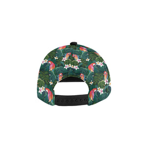 Parrot Palm tree leaves flower hibiscus pattern All Over Print Snapback Cap