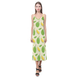 Durian pattern V-Neck Open Fork Long Dress