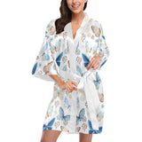 blue butterfly pattern Women's Short Kimono Robe