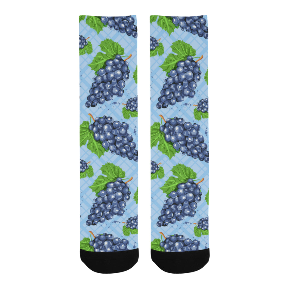 Watercolor grape pattern Crew Socks