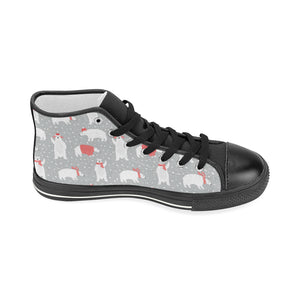 Cute polar bear christmas snow pattern Women's High Top Canvas Shoes Black