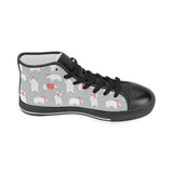 Cute polar bear christmas snow pattern Women's High Top Canvas Shoes Black