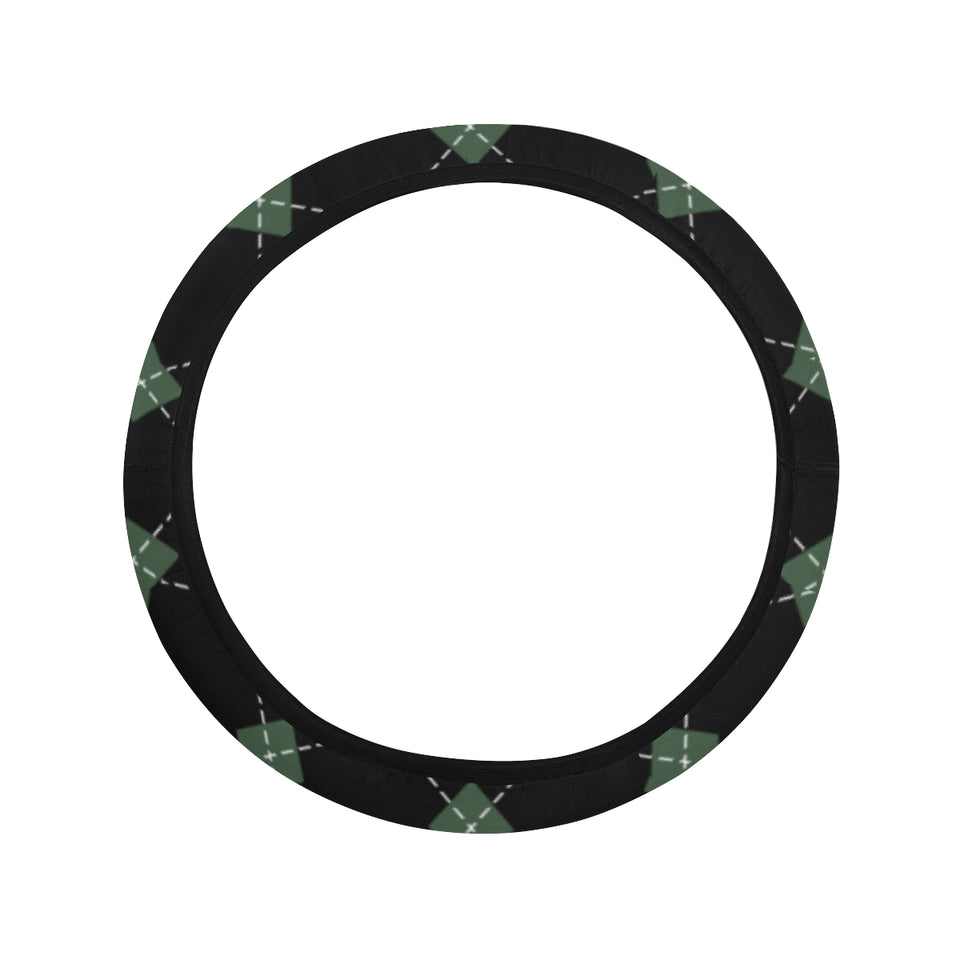 Deer Christmas new year pattern argyle Car Steering Wheel Cover