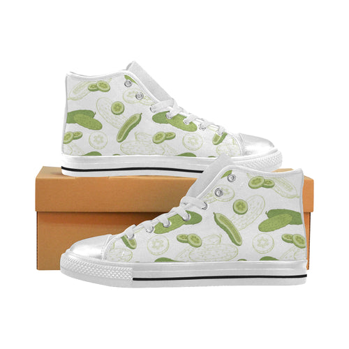 Cucumber sketch pattern Women's High Top Canvas Shoes White