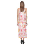 Hand drawn heart design pattern V-Neck Open Fork Long Dress