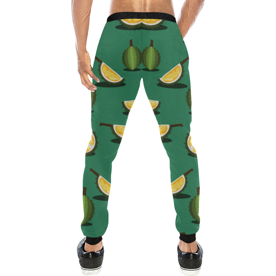 Durian pattern green background Unisex Casual Sweatpants