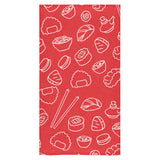 sushi pattern red background Bath Towel