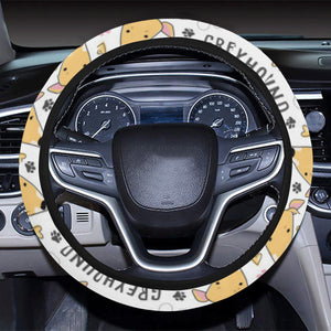 Greyhound Pattern Print Design 03 Car Steering Wheel Cover