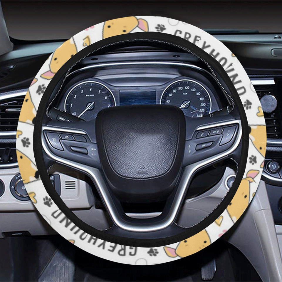 Greyhound Pattern Print Design 03 Car Steering Wheel Cover