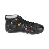 space pattern Women's High Top Canvas Shoes Black