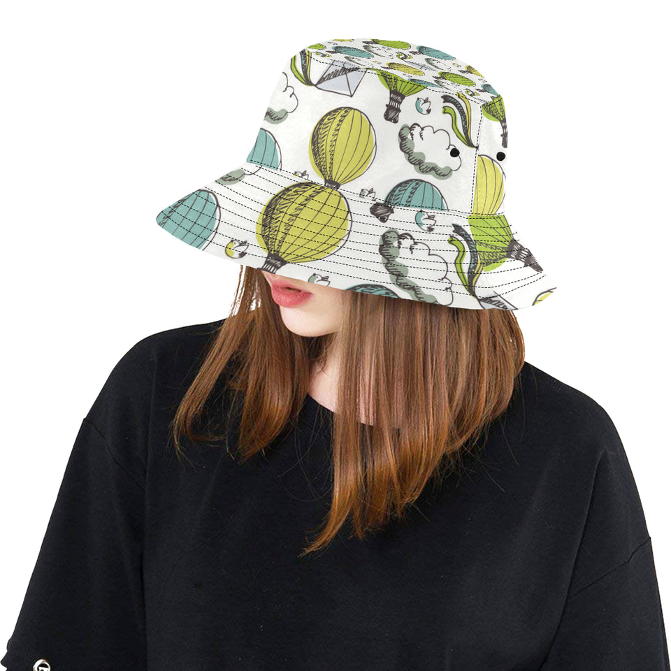 Hot Air Balloon Bird Cloud Pattern Unisex Bucket Hat