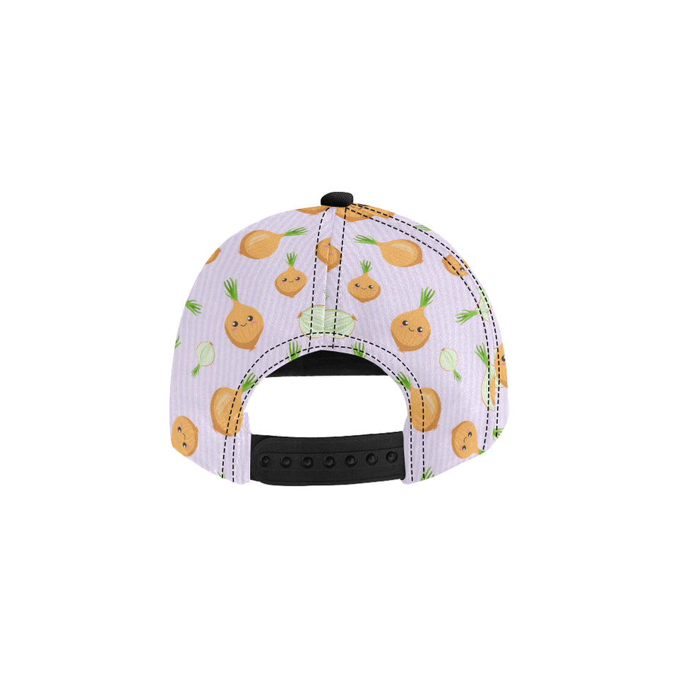 cute onions smiling faces purple background All Over Print Snapback Cap