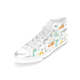 Cute funny kids dinosaurs pattern Women's High Top Canvas Shoes White