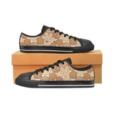 Various cookie pattern Women's Low Top Canvas Shoes Black