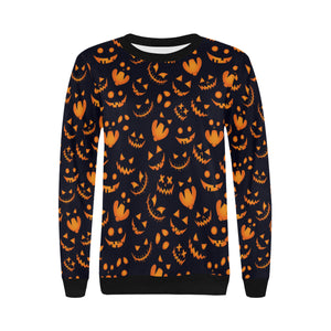 Halloween pattern Pumpkin background Women's Crew Neck Sweatshirt