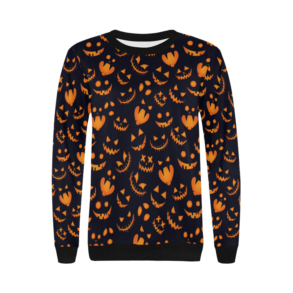 Halloween pattern Pumpkin background Women's Crew Neck Sweatshirt