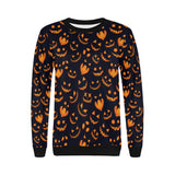 Halloween pattern Pumpkin background Women's Crew Neck Sweatshirt