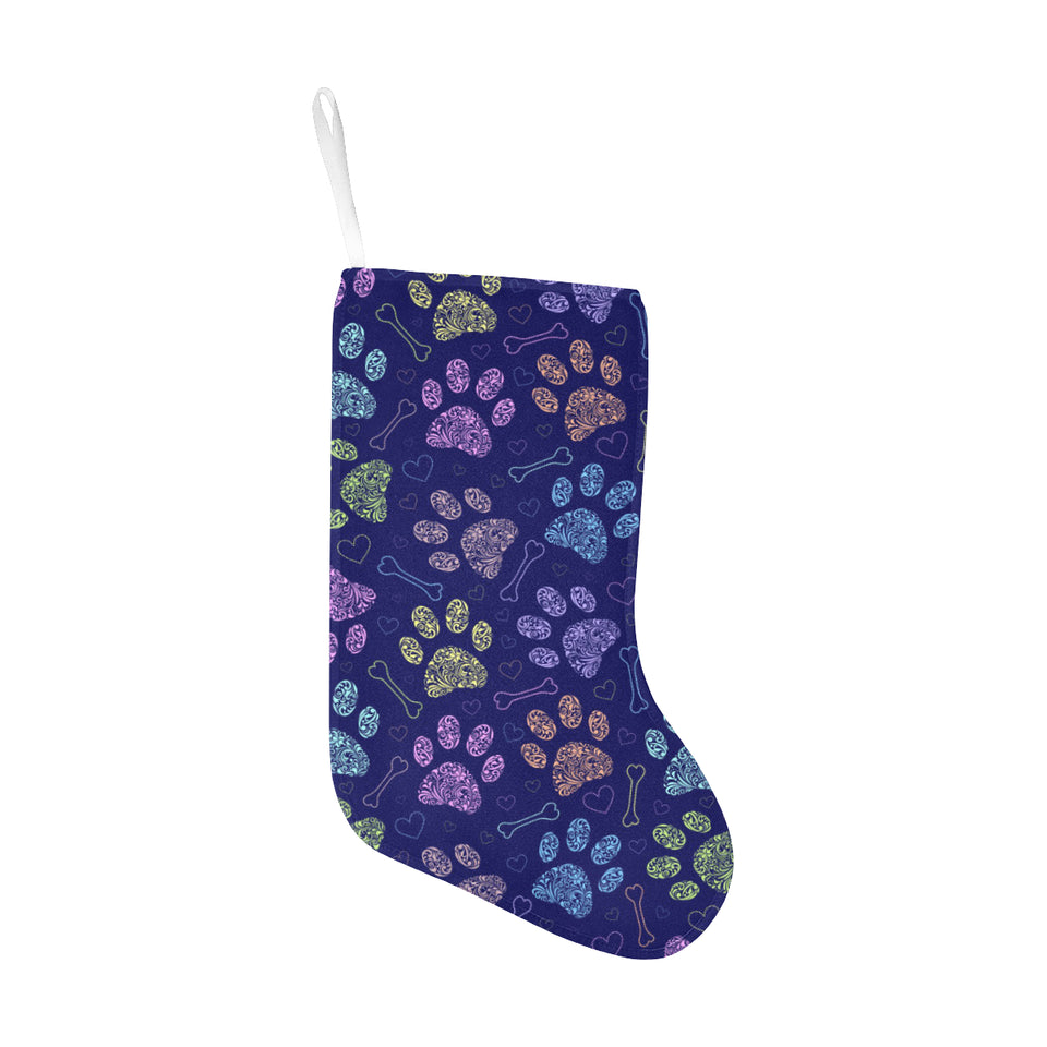 Dog Paws Pattern Print Design 02 Christmas Stocking