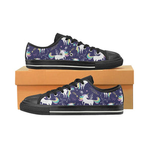 Hand drawn cute unicorn star planet Kids' Boys' Girls' Low Top Canvas Shoes Black