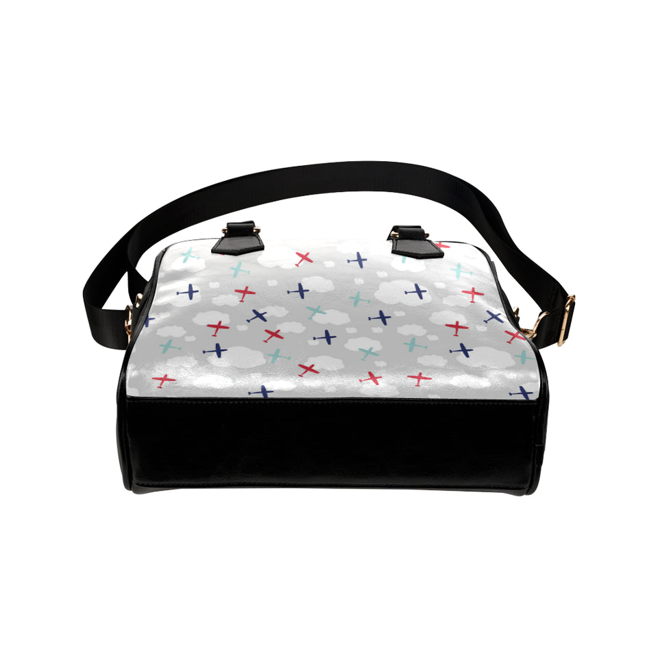 Airplane cloud grey background Shoulder Handbag