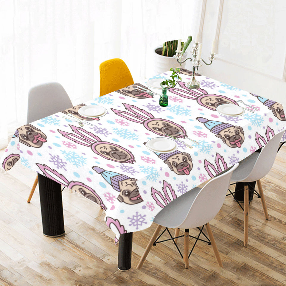 Cute pug hat rabbit costume pattern Tablecloth