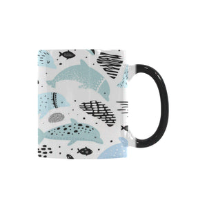Cute dolphins Childish Style pattern Morphing Mug Heat Changing Mug