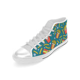 French fries red paper box pattern Men's High Top Canvas Shoes White