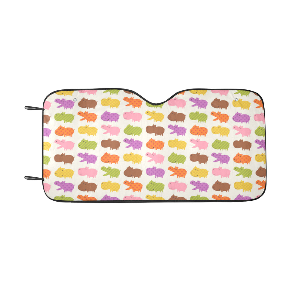 Hippopotamus Pattern Print Design 01 Car Sun Shade