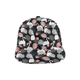 white swan blooming flower pattern All Over Print Snapback Cap