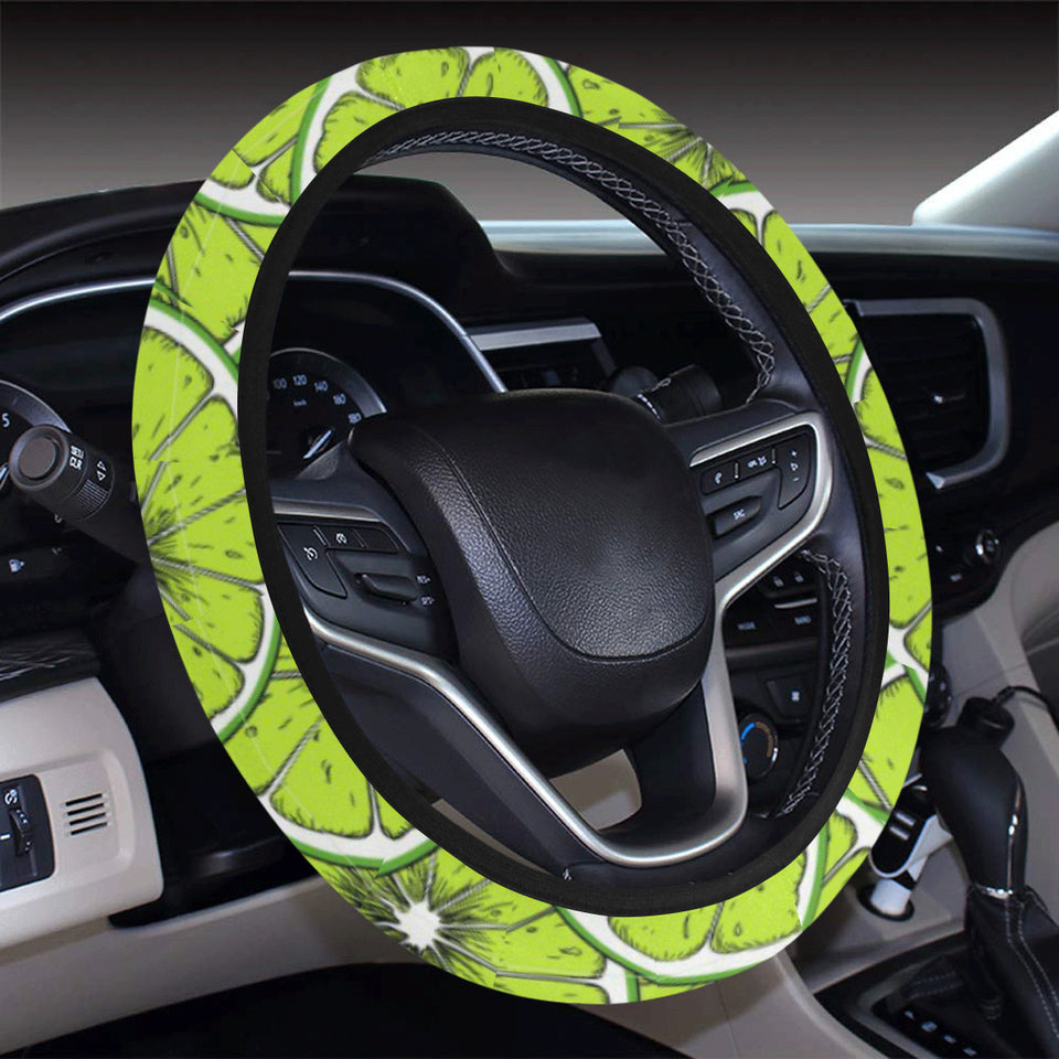 Slices of Lime design pattern Car Steering Wheel Cover