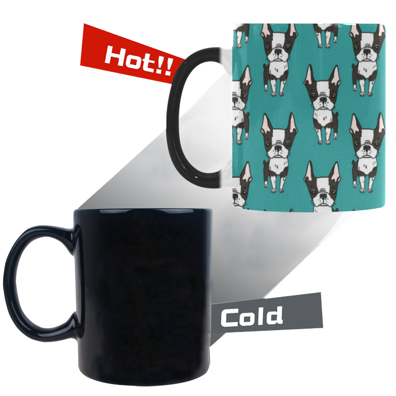 Hand drawn boston terrier dog pattern Morphing Mug Heat Changing Mug