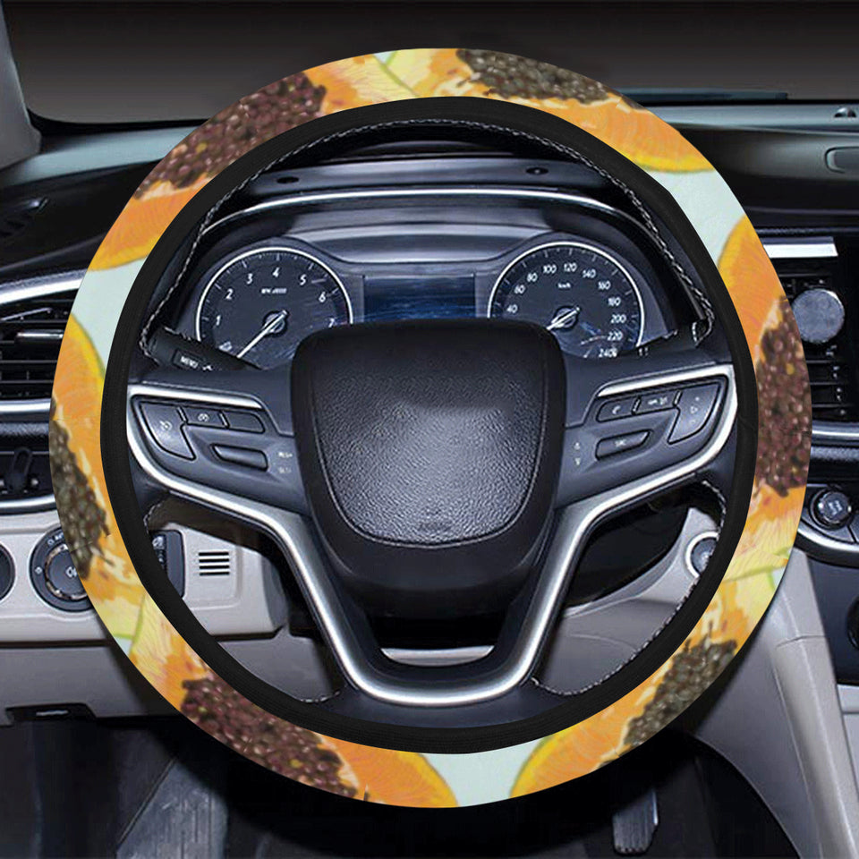 Watercolor papaya pattern Car Steering Wheel Cover