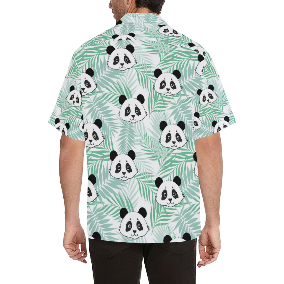 Panda pattern tropical leaves background Men's All Over Print Hawaiian Shirt